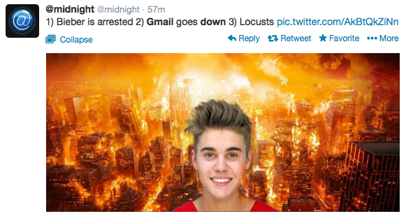 Apocalypse on Twitter Starring Google and Justin Beiber